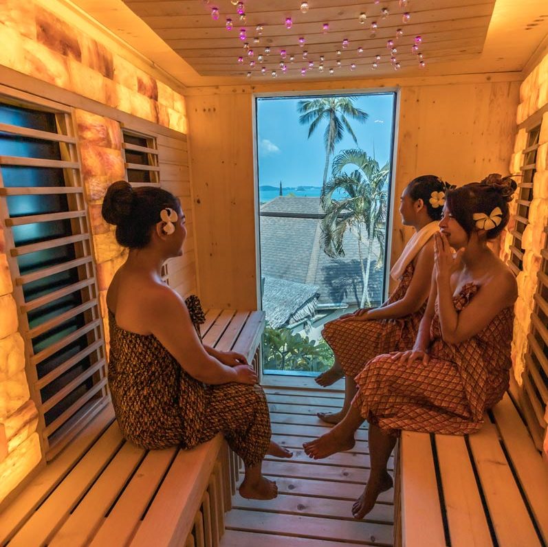 Infrared Sauna with Himalayan Salt-Stones, Ayurveda, Wellness, Yoga Retreats Phuket Thailand, vegetarian, vegan, organic healthy food and drinks at Mangosteen Ayurveda & Wellness Resort, Rawai, Phuket.