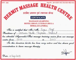 Formation de massage Sagar Negi
