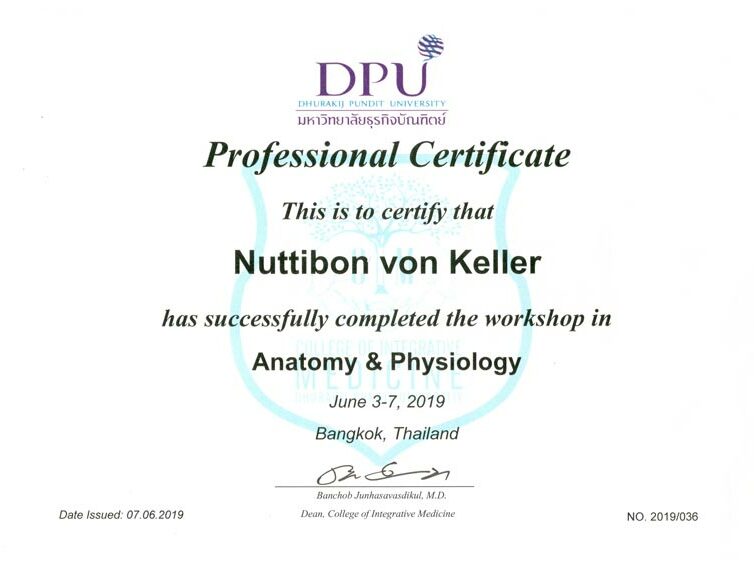 Nuttibon Von Keller Anatomy Physiology Certificate