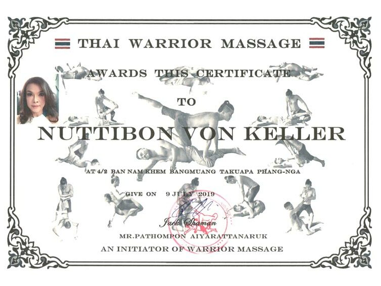 Nuttibon Von Keller Thai Warrior Massage Certificate