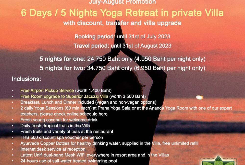 6 Days / 5 Nights Yoga Retreat in private Villa